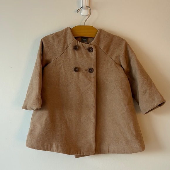GAP Tan Double-Breasted Pea Coat with Rounded Collar - Picture 1 of 4